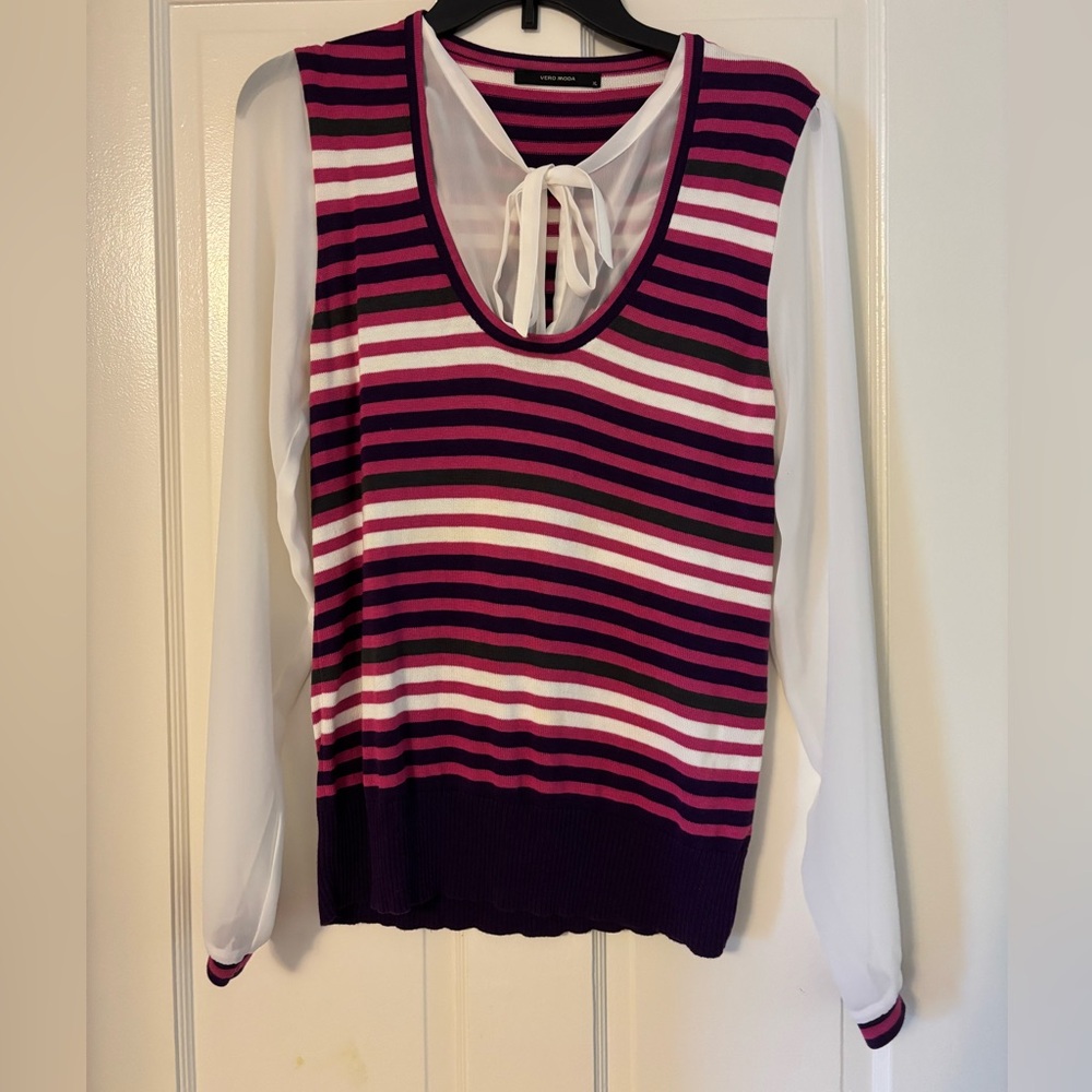 Vero Moda Purple and White Striped Blouse